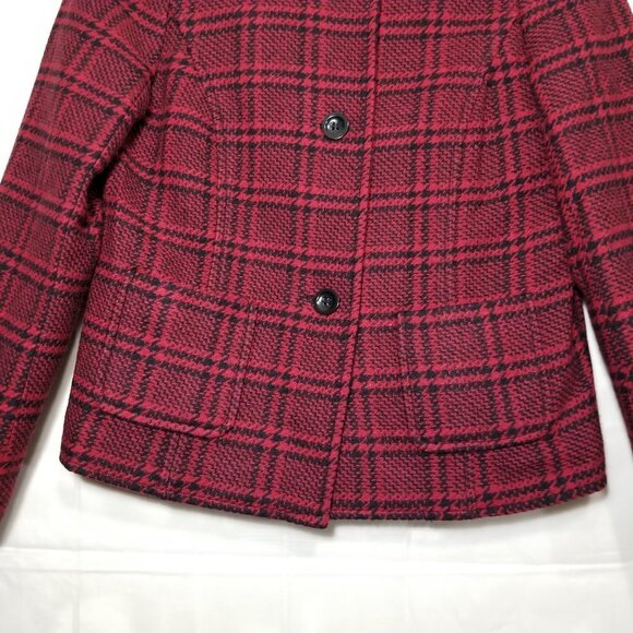 Talbots Petites glen plaid blazer jacket red sz 4P - Picture 4 of 8